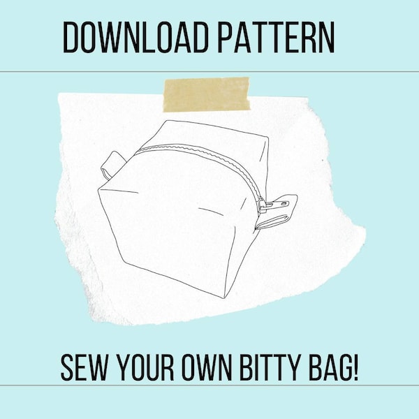 Pattern - Sew your own Bitty Bag | Easy Sewing Project | Beginner Sewing Project | DIY Zipper Pouch | Learn to Sew | Sewing 101 | Zipper Bag