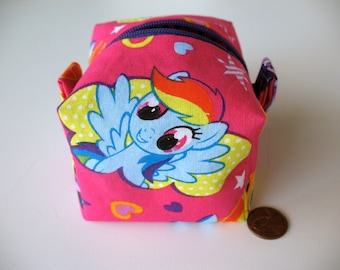 Bitty Bag - My Little Pony pink Project Box Bag Knitting Crochet Makeup Pacifier Menstrual Cup Notions Change Coin Purse