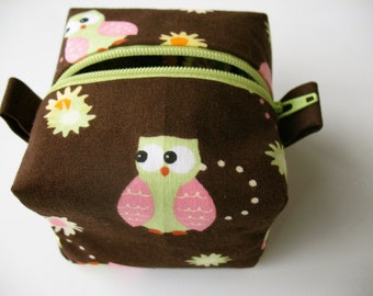 Bitty Bag - Owls Birds Project Box Bag Knitting Crochet Makeup Pacifier Menstrual Cup Notions Change Coin Purse