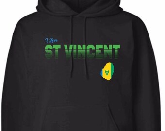 I Love St Vincent, Island, Map Shape Flag,  T-SHIRT, TANK_TOP, HOODIE,  Caribbean, West Indies, Carnival