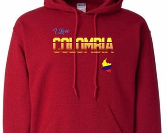 I Love Colombia, Map Shape Flag T-SHIRT, TANK_TOP, HOODIE,