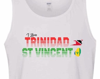 Customize Request! Island, Map Shape Flag,  T-SHIRT, TANK_TOP, HOODIE,  Caribbean, West Indies, Tobago,Trinidad, StVincent, Carnival