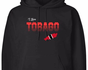 I Love Tobago, Island, Map Shape Flag,  T-SHIRT, TANK_TOP, HOODIE,  Caribbean, West Indies, Tobago, Carnival