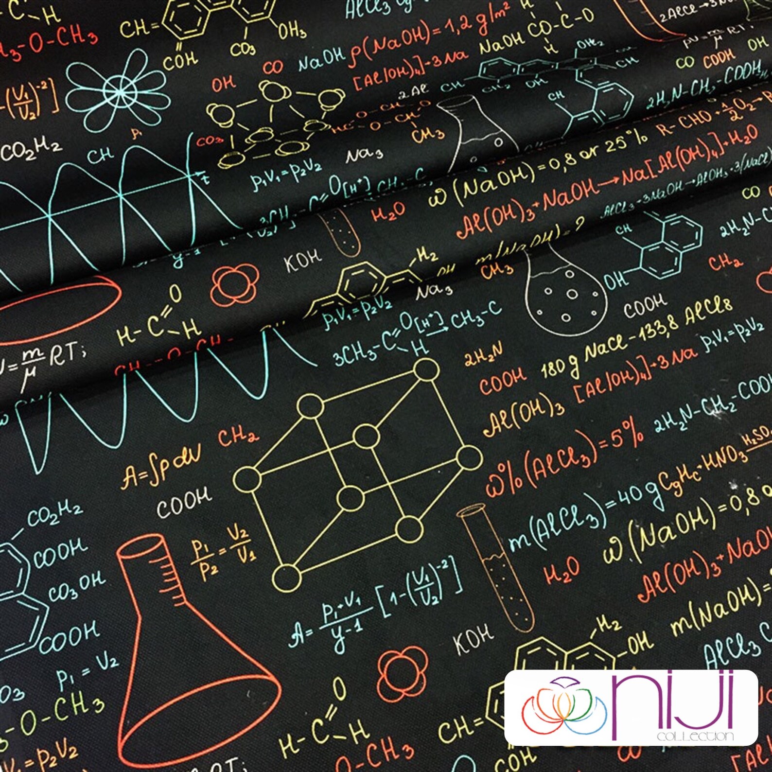 Colorful Chemistry Formula Fabric by the Yard School Fabric Etsy