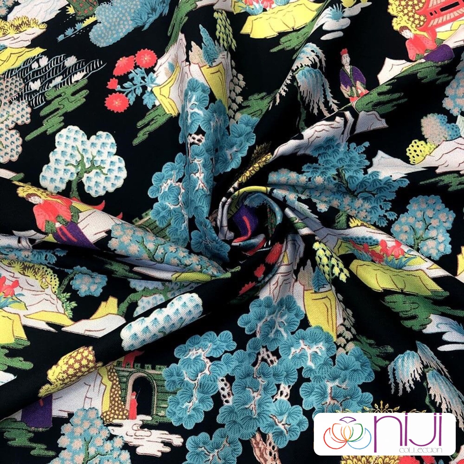 Japanese Garden Print Fabric by the Yard Asian Home Decor Etsy