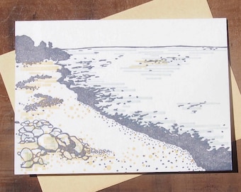 Stone Beach - Letterpress printed greeting card