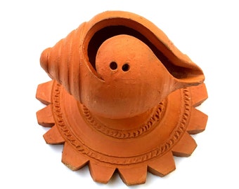 Support pour bâtons d'encens en argile de conque et support pour dhoops à rouler, plaque pooja fixée comme base, support pour bâtons d'encens, support pour Shankh agarbatti