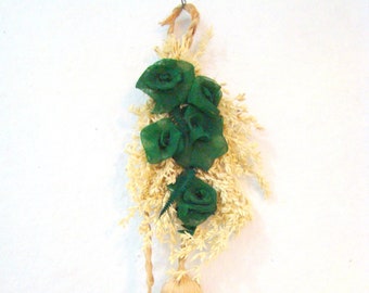 Décoration d'intérieur Fleurs en organza vertes sur roseau naturel sec Décoration murale suspendue pour porte Jharkhand Artisanat des Indes orientales Accroche-porte Décoration d'intérieur Cadeau