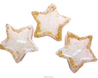 Candles Star Golden Sparkle-Set of 3 | Handmade Candles from India | Home Decor Gift Candle | Housewarming Gift Candle | 1-1.5 Hrs Burn Time