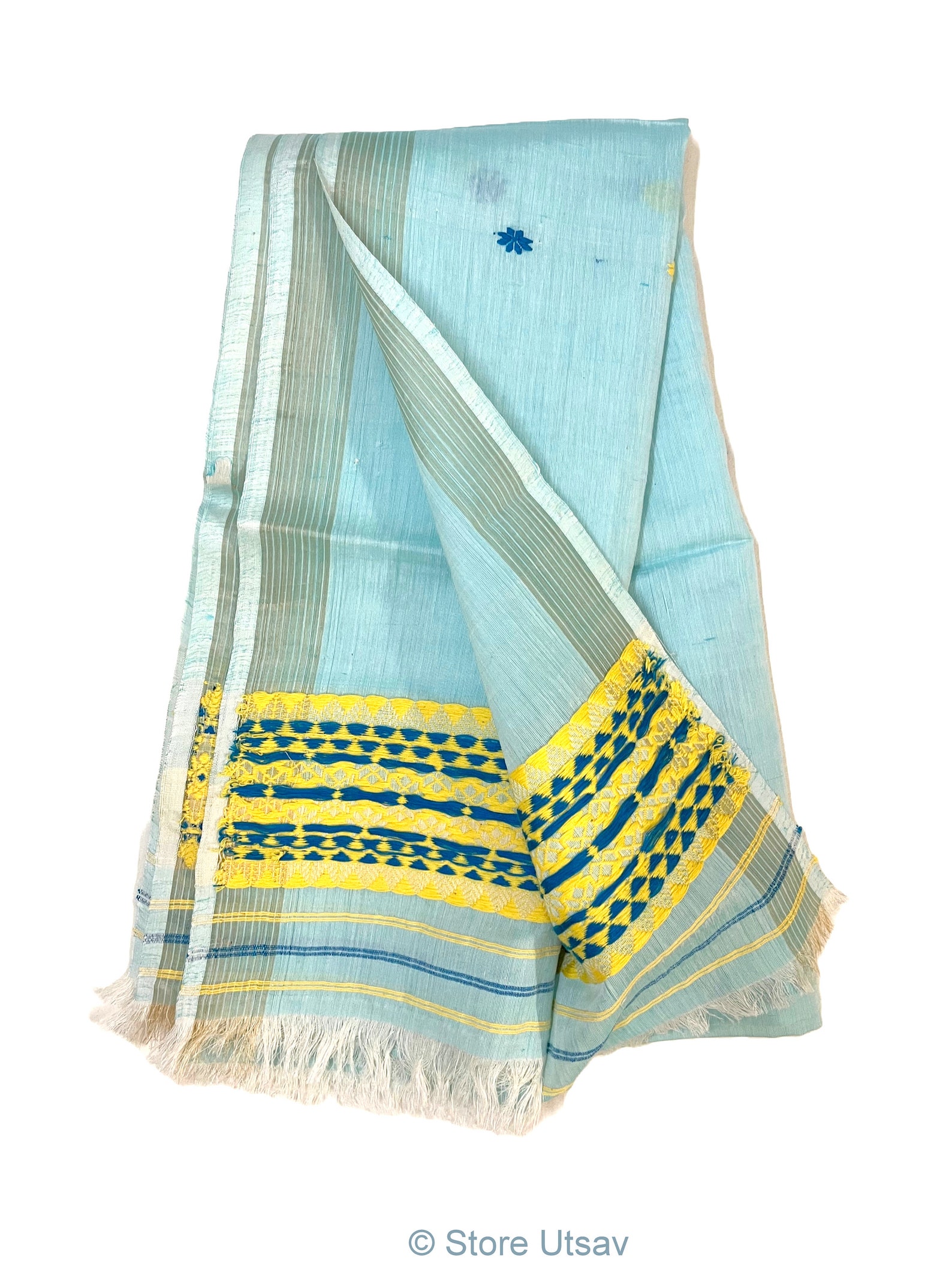 Multicolor - Assam Weave Thread Buti Cotton Handloom Dupatta 23