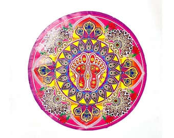 Lakshmi Charan Printed Paper Sticker Rangoli, Goddess Foot Floor Decor Decal, Housewarming Gift India