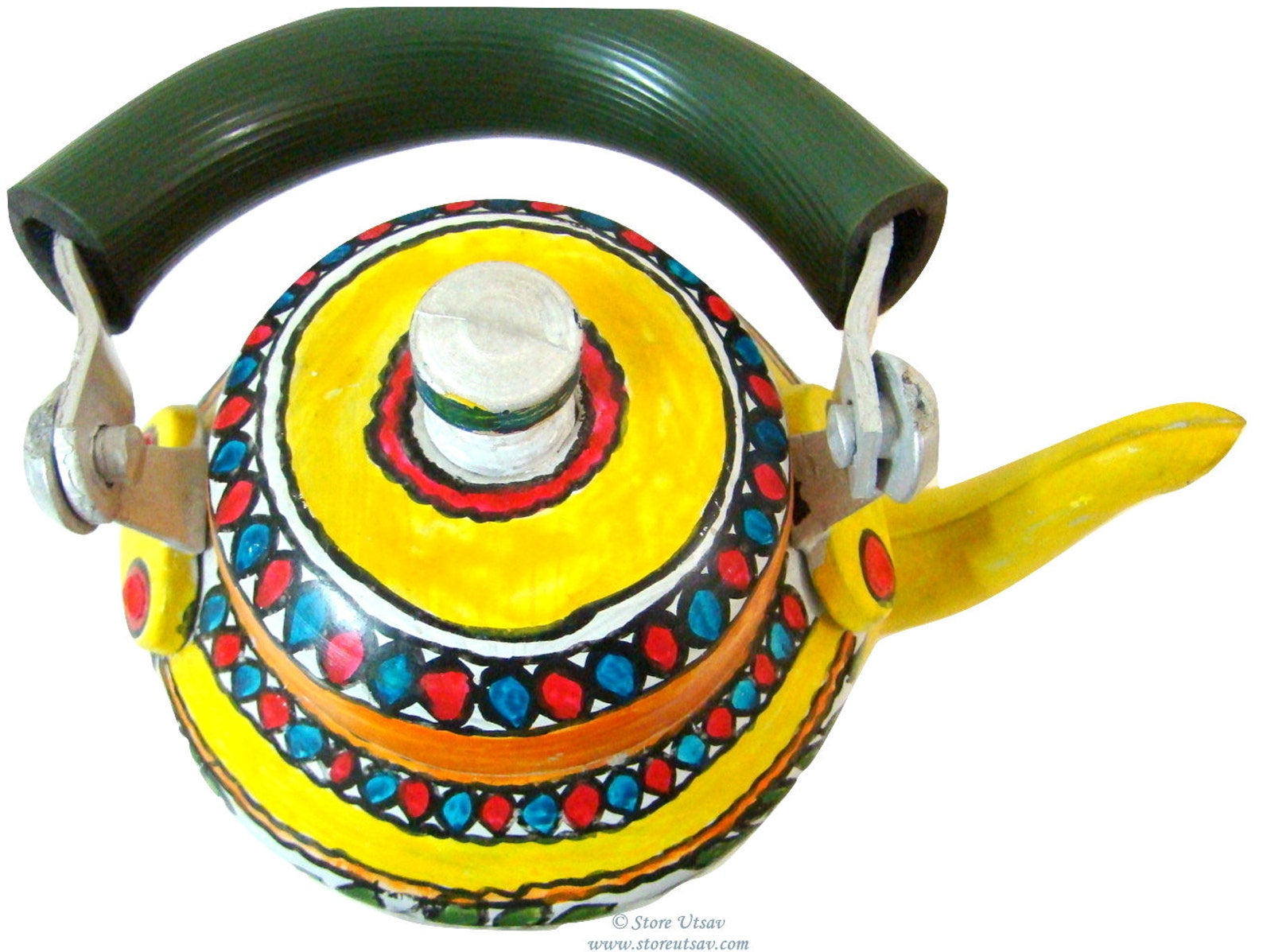 Painted Kettle Madhubani Home Decor Home Accent Indian Etsy