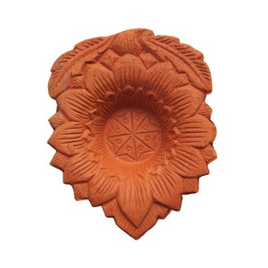 Sunflower Diya Terracotta Unpainted (Earthen Red Primer), Pottery Clay Candle Holder, DIY Painting Practice Diya Diwali, Clay Craft of India