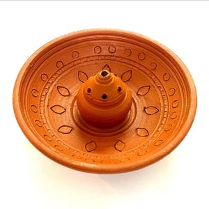 Terracotta Incense Sticks Holder with Ash Collector Bowl, Joss Stick Burner, Mitti Bowl Agarbatti Stand, Pottery Clay Incense Burner, Gift