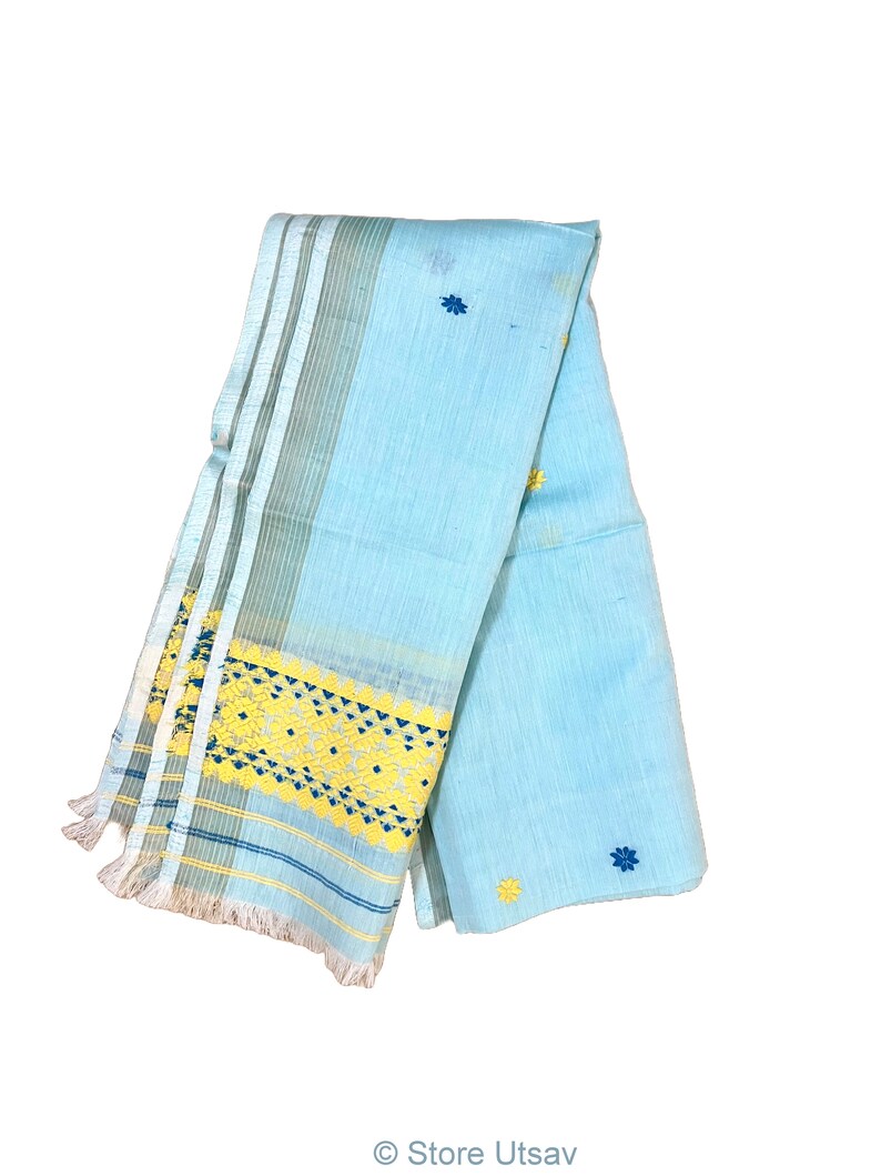 Grey - Assam Weave Thread Buti Cotton Handloom Dupatta 14
