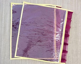 Violet Saree Cover Gift Bags-2 Reusable, Upcycled Tissue Clothing Storage Pouch, Travel Pack Zipper