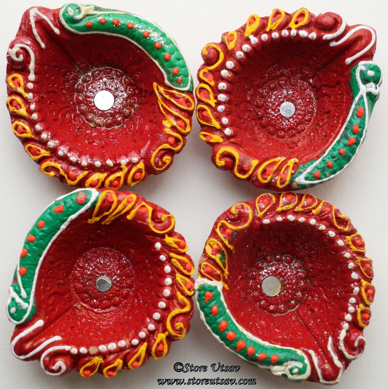 Candle holder Diya 2 color choices Set of 4 terracotta tea Etsy