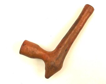 Chillum Clay Hukka Cigar Indian Tribal, Geru Chattisgarhi Terracotta Smoking Pipe without Filter Stone
