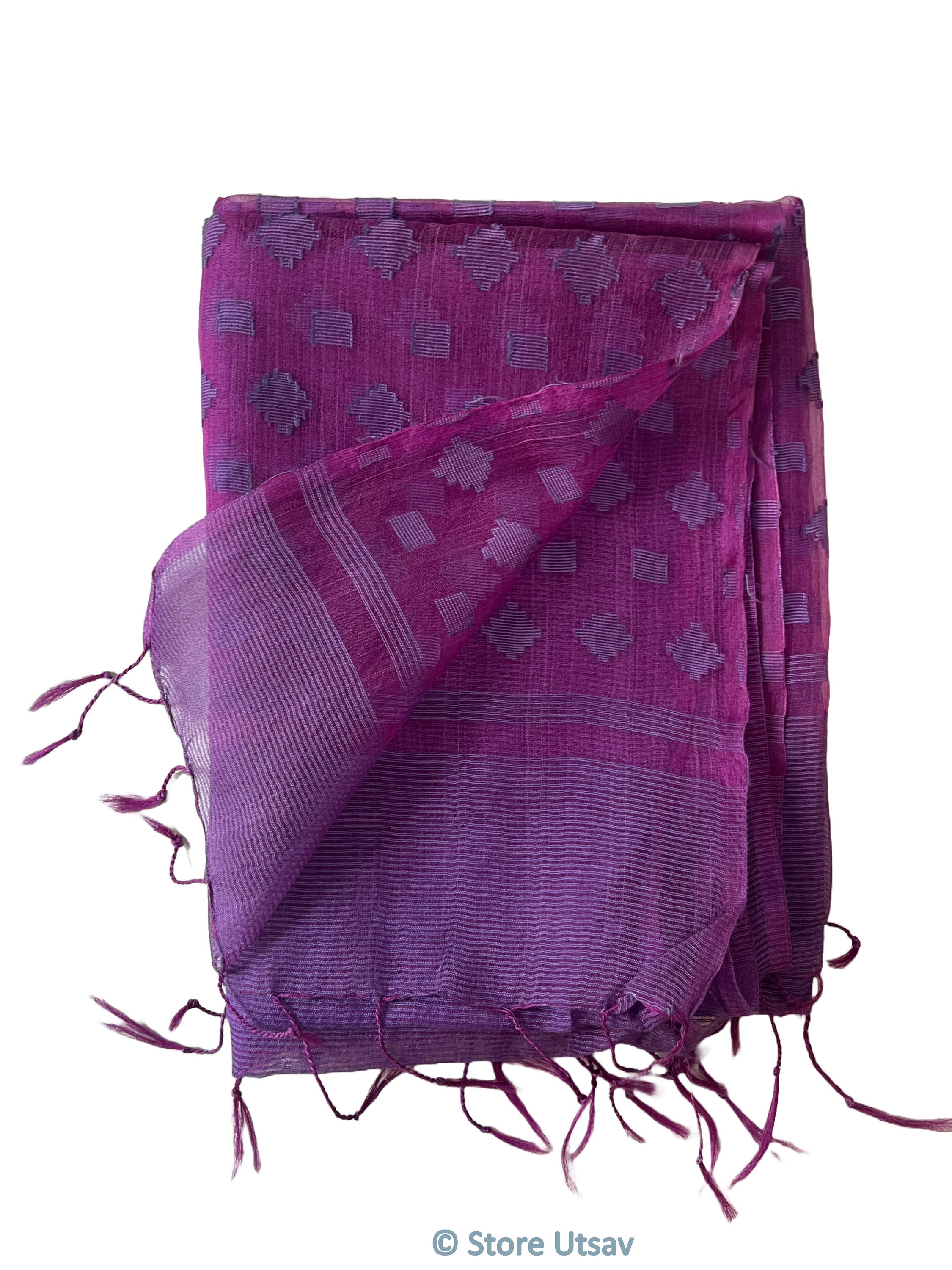 Purple Embellished Silk Dupatta