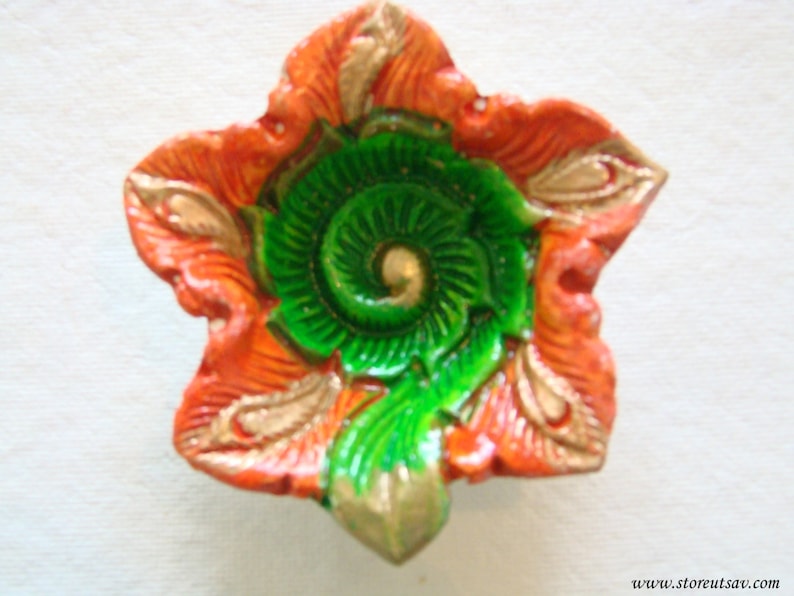 Diya Terracotta Set of 4 Tealight Candle Holder Assorted Home Decor Indian Handicraft Floral Diya Diwali Housewarming Gift Diya Rangoli