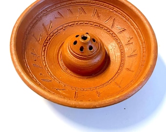 Support pour bâtons d'encens en terre cuite avec bol collecteur de cendres, brûleur pour bâtons d'encens, support pour agarbatti pour bol Mitti, brûleur d'encens en terre cuite, cadeau