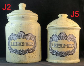 Leeches Canister / Pot / Pottery - good for Washroom storage or would be great in a medical office! Small to Medium sizes