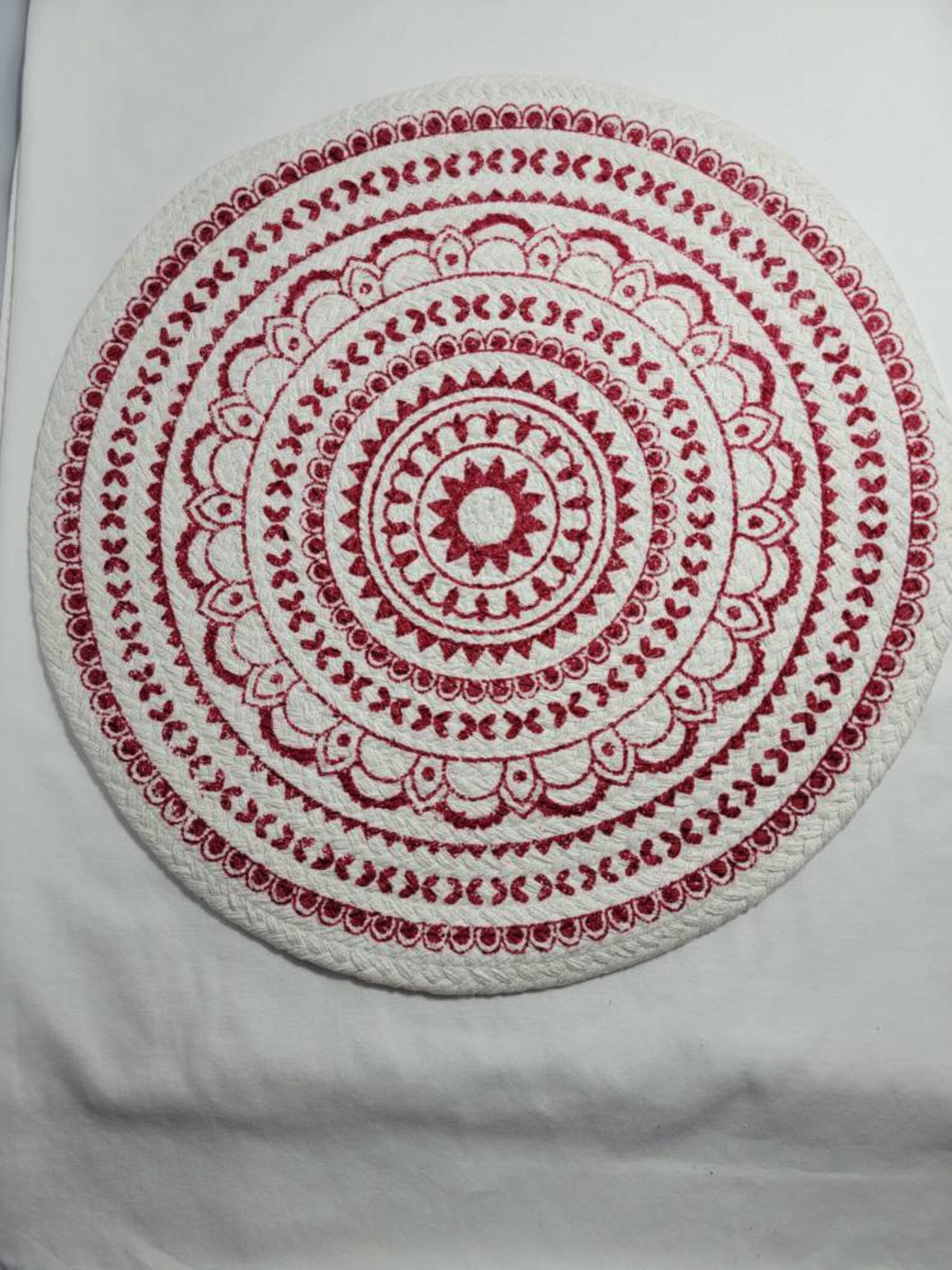 Red & White Round Medallion Printed Placemat Table Mat Cotton Etsy