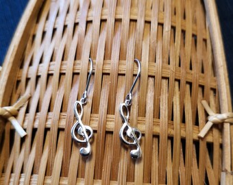 Dainty Treble Clef Music Note Charm Japan Charm Surgical Steel Hypoallergenic Earhooks