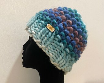Chunky Knit Ombre Beanie \\ chunky Knit Ombre Hat \\ Winter Hat \\ Winter Toque