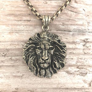 Gold Lion Pendant Necklace \\ Men&#39;s Jewelry \\ Men&#39;s Gold Jewelry \\ Father&#39;s Day
