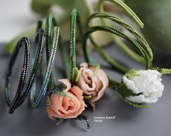 Rose Bracelet for Beginners PDF Beadwork tutorial