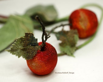 DIY kit and tutorial for  pendant Red Apple  beading