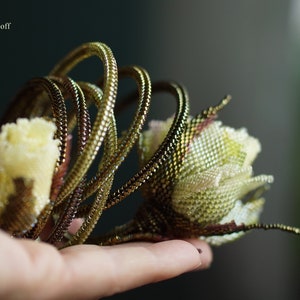 Rosebud Bracelet DIY Kit and Beadwork tutorial 2 rosebuds in Pink or Yellow image 9