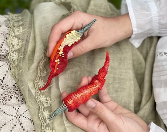 DIY  Kit and tutorial for Red Chili Pepper Necklace Beadwork