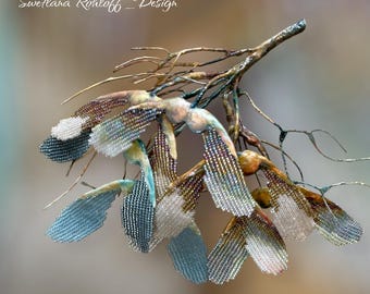 PDF tutorial  Brooch «Maple Helicopters»  language english