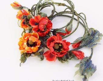 Two in one: poppies in red and orange. Instruction. Language english