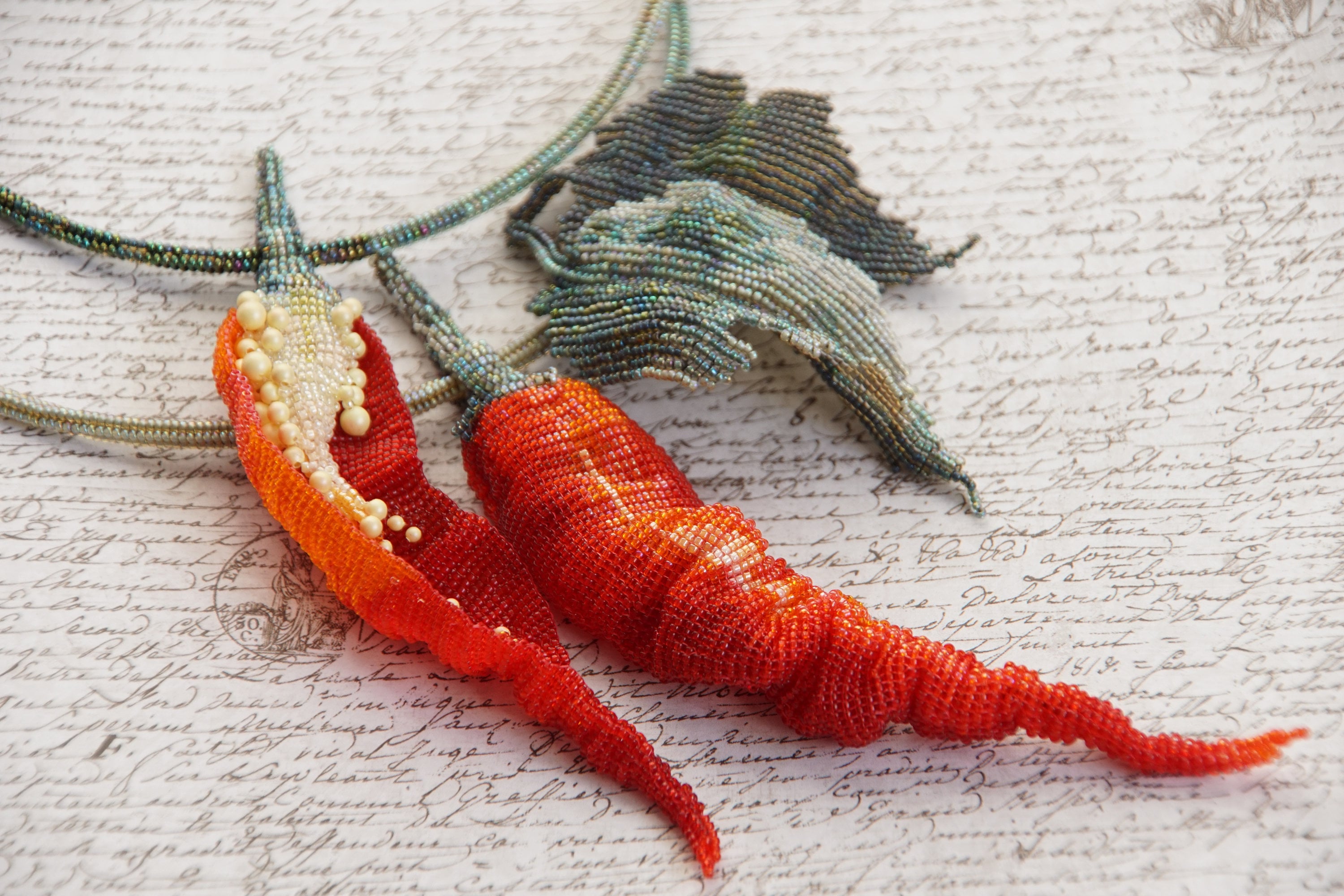 Red Chili Pepper  Necklace Beadwork tutorial PDF in English