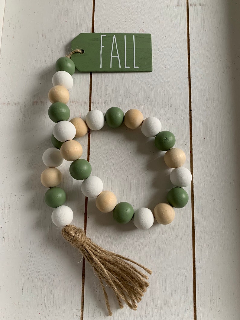 Fall Hand Painted Wooden Bead Garland