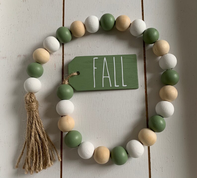 Fall Hand Painted Wooden Bead Garland