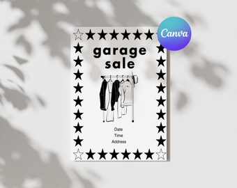 Modern, Trendy Editable Garage Sale Flyer Template, Yard Sale Flyer, Instant Download