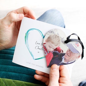 Opa Photo Heart and Personalised Card - Kaart voor opa ' s - Happy Birthday Grandad Card - Eerste Vaderdag als opa - Brievenbuscadeau