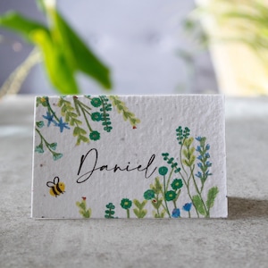 Plantable Wedding Favor Place Card- Outdoor Wedding Table Settings- Wedding Favor - Recycled - Wildflower - Colorful Wedding - Seed Paper