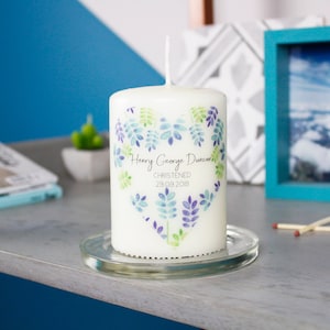 Christening Gift Baptism Candle Personalised Christening Present Floral Christening Candles