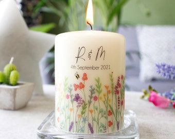 Wild Flower Anniversary Candle - Personalised Candle - Nature Lover Gift- Anniversary Gift - Valentines Day Gift - Colourful Candle