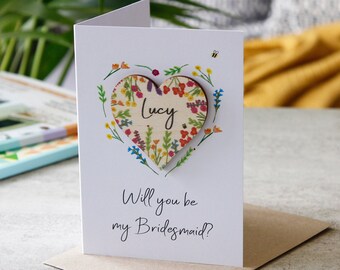 Personalised Will You Be My Bridesmaid Magnet Card - Maid Of Honour Question - Reveal card - 3D Bridesmaid card - Wedding party question