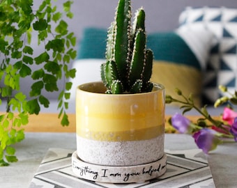 Hand Glazed Plant Pot And Saucer For Mum - Plant Pot For Mam - Birthday Gift For Mummy - Plant Lover Gift - Gift For Mum - Planter For Mom