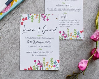Wedding Invitations - Outdoor Wedding Invitations - Wildflower - Colourful Wedding - Floral Design invites - Personalised invitations