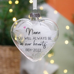 Always In Our hearts Feather Christmas Bauble - Memory Christmas Decoration - Feather Bauble - Feathers Are Near Memory Gift - In Memory Of