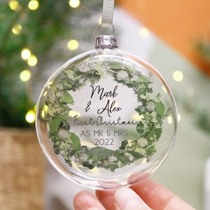 First Married Christmas Personalised Bauble - Mr And Mrs Decoration - Newly Wed Christmas Bauble - Mr and Mr - Mrs and Mrs