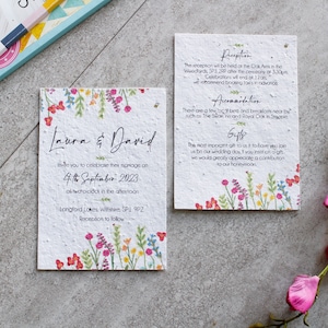 Plantable Wedding Invitations - Outdoor Wedding Invitations - Eco Friendly Invites - Recycled - Wildflower - Colourful Wedding - Seed Paper